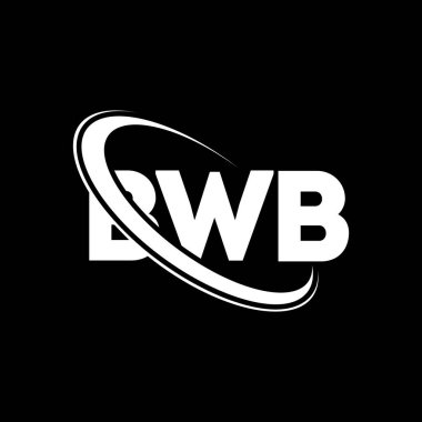BWB logosu. BWB mektubu. BWB harfli logo tasarımı. Çember ve büyük harfli monogram logosuyla birleştirilmiş BWB logosu. Teknoloji, iş ve emlak markası için BWB tipografisi.