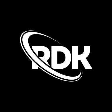 RDK logosu. RDK mektubu. RDK mektup logosu tasarımı. Çember ve büyük harfli monogram logosuna bağlı RDK logosu. Teknoloji, iş ve emlak markası için RDK tipografisi.