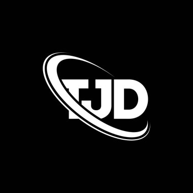 TJD logosu. TJD mektubu. TJD mektup logosu tasarımı. Çember ve büyük harfli monogram logosuna bağlı TJD logosu. Teknoloji, iş ve emlak markası için TJD tipografisi.