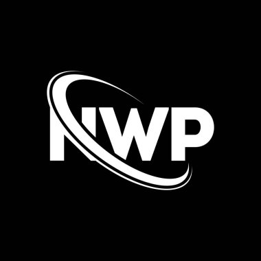 NWP logosu. NWP mektubu. NWP harf logosu tasarımı. Çember ve büyük harfli monogram logosuna bağlı baş harfler NWP logosu. Teknoloji, iş ve emlak markası için NWP tipografisi.