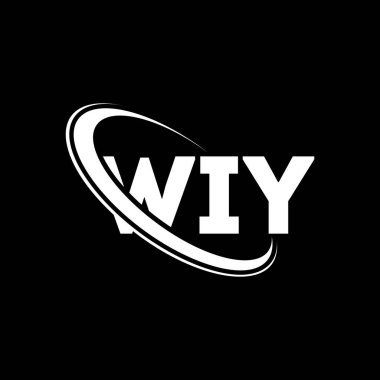 WIY logosu. Kablosuz harf. Kablosuz harf logosu tasarımı. Daireye ve büyük harfli monogram logosuna bağlı WIY logosunun baş harfleri. Teknoloji, iş ve emlak markası için WIY tipografisi.