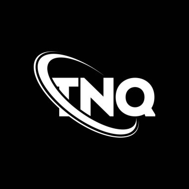 TNQ logosu. TNQ harfi. TNQ harf logosu tasarımı. Çember ve büyük harfli monogram logosuna bağlı TNQ logosu. Teknoloji, iş ve emlak markası için TNQ tipografisi.