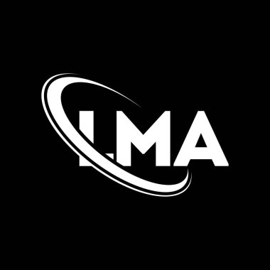 LMA logosu. LMA mektubu. LMA mektup logosu tasarımı. Çember ve büyük harfli monogram logosuna bağlı ilk LMA logosu. Teknoloji, iş ve emlak markası için LMA tipografisi.