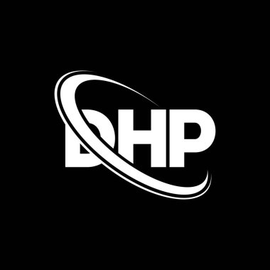 DHP logosu. DHP mektubu. DHP harf logosu tasarımı. Çember ve büyük harfli monogram logosuna bağlı DHP logosu. Teknoloji, iş ve emlak markası için DHP tipografisi.