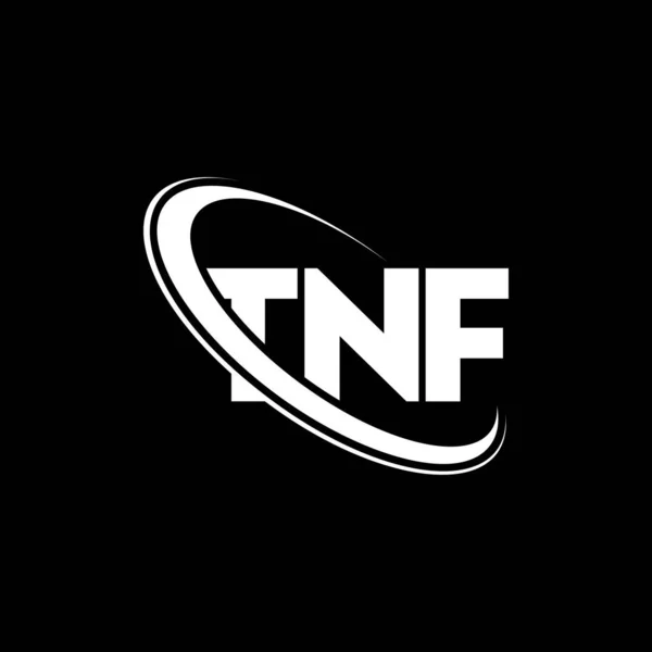 Tnfロゴ Tnfの手紙 Tnfレターロゴデザイン 初期のTnfロゴは サークルと大文字のモノグラムロゴとリンクされています テクノロジー ビジネス 不動産ブランドのためのTnfタイポグラフィ — ストックベクタ