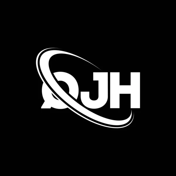 Qjh标志 Qjh信Qjh字母标识设计 首字母Qjh标识与圆圈和大写字母标识链接 Qjh技术 商业和房地产品牌排版 — 图库矢量图片