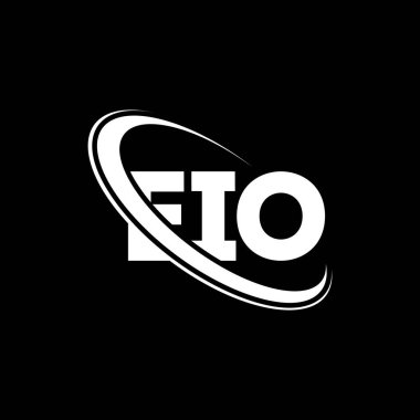 EIO logosu. EIO mektubu. EIO harf logosu tasarımı. Çember ve büyük harfli monogram logosuna bağlı EIO logosu. Teknoloji, iş ve emlak markası için EIO tipografisi.