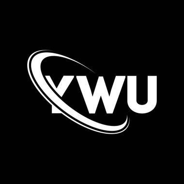 YWU logosu. YWU mektubu. YWU mektup logosu tasarımı. Çember ve büyük harfli monogram logosuyla birleştirilmiş YWU logosu. YWU teknoloji, iş ve gayrimenkul markası tipografisi.