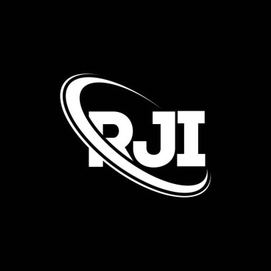 RJI logosu. RJI mektubu. RJI harf logosu tasarımı. Çember ve büyük harfli monogram logosuna bağlı baş harfler RJI logosu. Teknoloji, iş ve emlak markası için RJI tipografisi.