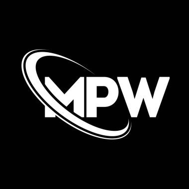 MPW logosu. MPW mektubu. MPW harf logosu tasarımı. Çember ve büyük harfli monogram logosuna bağlı MPW logosu. MPW teknoloji, iş ve emlak markası tipografisi.
