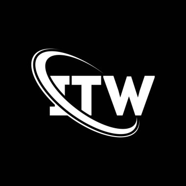 ITW logosu. ITW mektubu. ITW mektup logosu tasarımı. Çember ve büyük harfli monogram logosuna bağlı ilk harfler ITW logosu. Teknoloji, iş ve emlak markası için ITW tipografisi.