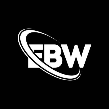 EBW logosu. EBW mektubu. EBW harf logosu tasarımı. Çember ve büyük harfli monogram logosuyla birleştirilmiş EBW logosu. Teknoloji, iş ve emlak markası için EBW tipografisi.