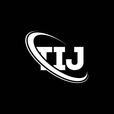 TJ logosu. TIJ mektubu. TIJ harf logosu tasarımı. Çember ve büyük harfli monogram logosuna bağlı TIJ logosu. Teknoloji, iş ve emlak markası için TIJ tipografisi.