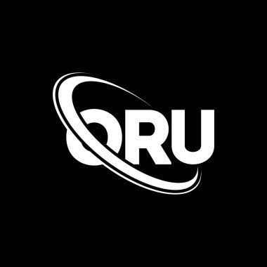 ORU logosu. ORU mektubu. ORU mektup logosu tasarımı. Çember ve büyük harfli monogram logosuna bağlı ORU logosu. ORU teknoloji, iş ve emlak markası tipografisi.