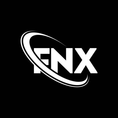 FNX logosu. FNX mektubu. FNX harfli logo tasarımı. Çember ve büyük harfli monogram logosuna bağlı FNX logosu. Teknoloji, iş ve emlak markası için FNX tipografisi.