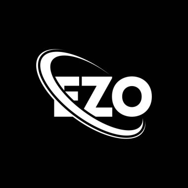EZO logosu. EZO mektubu. EZO harf logosu tasarımı. Çember ve büyük harfli monogram logosuna bağlı EZO logosu. Teknoloji, iş ve emlak markası için EZO tipografisi.