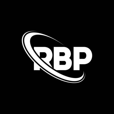 RBP logosu. RBP mektubu. RBP harfli logo tasarımı. Çember ve büyük harfli monogram logosuna bağlı RBP logosu. Teknoloji, iş ve emlak markası için RBP tipografisi.