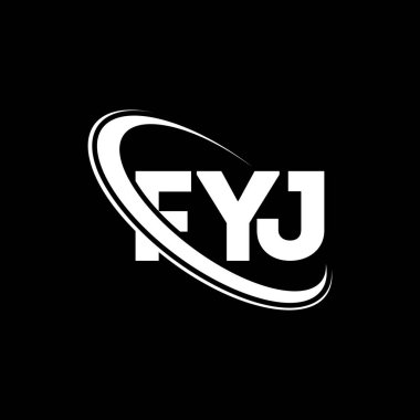 FYJ logosu. Bilgin olsun diye söylüyorum. FYJ mektup logosu tasarımı. Çember ve büyük harfli monogram logosuna bağlı FYJ logosu. Teknoloji, iş ve emlak markası için FYJ tipografisi.