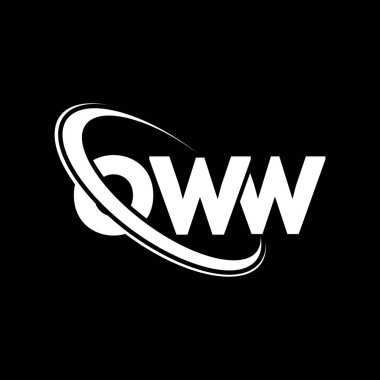 OWW logosu. OWW mektubu. OWW harfli logo tasarımı. Çember ve büyük harfli monogram logosuna bağlı baş harfler OWW logosu. Teknoloji, iş ve emlak markası için OWW tipografisi.