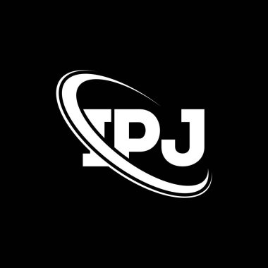 IPJ logosu. IPJ mektubu. IPJ mektup logosu tasarımı. Çember ve büyük harfli monogram logosuna bağlı ilk IPJ logosu. Teknoloji, iş ve emlak markası için IPJ tipografisi.