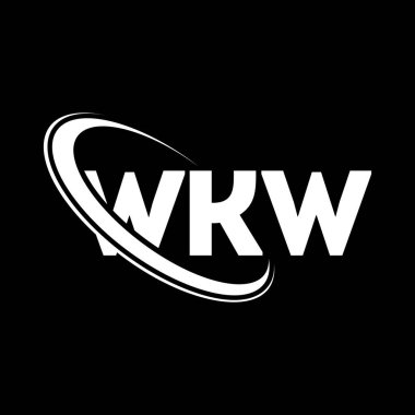 WKW logosu. WKW mektubu. WKW harfli logo tasarımı. Çember ve büyük harfli monogram logosuna bağlı baş harfler WKW logosu. Teknoloji, iş ve emlak markası için WKW tipografisi.