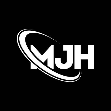 MJH logosu. MJH mektubu. MJH mektup logosu tasarımı. Çember ve büyük harfli monogram logosuna bağlı baş harfler. Teknoloji, iş ve emlak markası için MJH tipografisi.