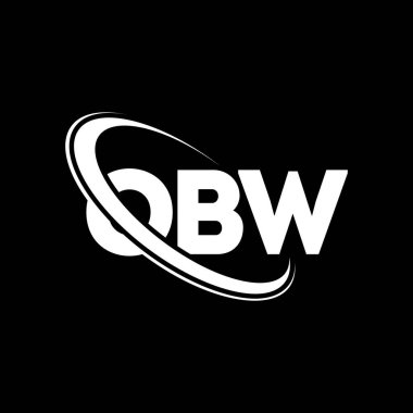 OBW logosu. OBW mektubu. OBW harf logosu tasarımı. Çember ve büyük harfli monogram logosuyla birleştirilmiş OBW logosu. Teknoloji, iş ve emlak markası için OBW tipografisi.