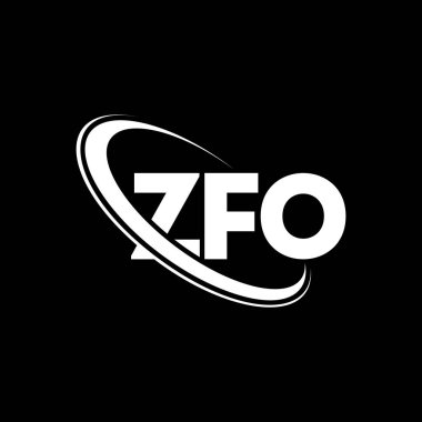 ZFO logosu. ZFO mektubu. ZFO harfi logo tasarımı. Çember ve büyük harfli monogram logosuna bağlı baş harfler ZFO logosu. Teknoloji, iş ve emlak markası için ZFO tipografisi.