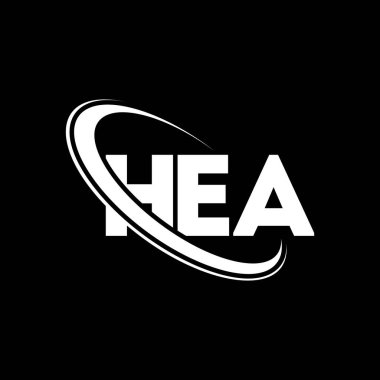 HEA logosu. HEA mektubu. HEA mektup logosu tasarımı. Çember ve büyük harfli monogram logosuna bağlı olan HEA logosu. Teknoloji, iş ve emlak markası için HEA tipografisi.