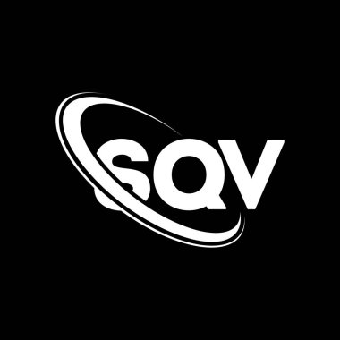 SQV logosu. SQV harfi. SQV harf logosu tasarımı. Çember ve büyük harfli monogram logosuna bağlı baş harfler SQV logosu. Teknoloji, iş ve emlak markası için SQV tipografisi.