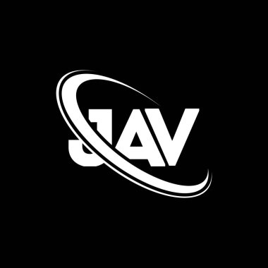 JAV logosu. JAV mektubu. JAV harf logosu tasarımı. Çember ve büyük harfli monogram logosuyla birleştirilmiş JAV logosu. Teknoloji, iş ve emlak markası için JAV tipografisi.