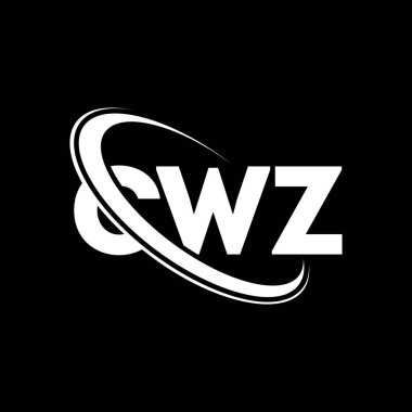 CWZ logosu. CWZ harfi. CWZ harf logosu tasarımı. Çember ve büyük harfli monogram logosuyla birleştirilmiş CWZ logosu. Teknoloji, iş ve emlak markası için CWZ tipografisi.