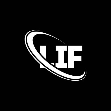LIF logosu. LIF mektubu. LIF mektup logosu tasarımı. Çember ve büyük harfli monogram logosuna bağlı LIF logosu. Teknoloji, iş ve emlak markası için LIF tipografisi.