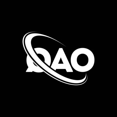 QAO logosu. QAO mektubu. QAO harf logosu tasarımı. Çember ve büyük harfli monogram logosuna bağlı baş harfler QAO logosu. Teknoloji, iş ve emlak markası için QAO tipografisi.