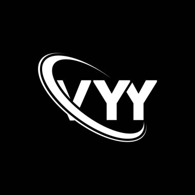 VYY logosu. Çok özel bir mektup. VYY harf logosu tasarımı. Çember ve büyük harfli monogram logosuna bağlı VYY logosu. Teknoloji, iş ve emlak markası için VYY tipografisi.