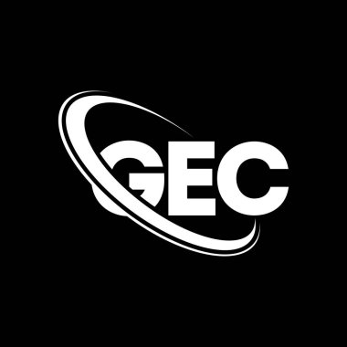 GEC logosu. GEC mektubu. GEC harf logosu tasarımı. Çember ve büyük harfli monogram logosuna bağlı baş harfler GEC logosu. Teknoloji, iş ve emlak markası için GEC tipografisi.