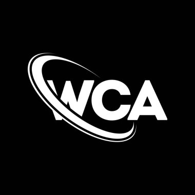 WCA logosu. WCA mektubu. WCA mektup logosu tasarımı. Çember ve büyük harfli monogram logosuna bağlı WCA logosu. WCA teknoloji, iş ve emlak markası tipografisi.