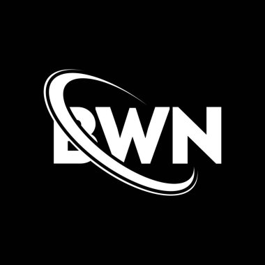BWN logosu. BWN mektubu. BWN harfli logo tasarımı. Çember ve büyük harfli monogram logosuna bağlı BWN logosu. Teknoloji, iş ve emlak markası için BWN tipografisi.