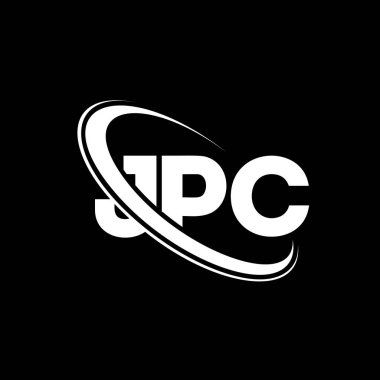 JPC logosu. JPC mektubu. JPC mektup logosu tasarımı. Çember ve büyük harfli monogram logosuna bağlı JPC logosu. Teknoloji, iş ve emlak markası için JPC tipografisi.