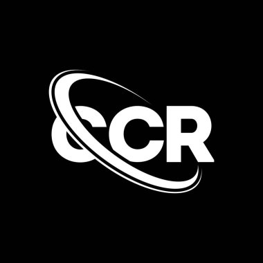 CCR logosu. CCR mektubu. CCR mektup logosu tasarımı. Çember ve büyük harfli monogram logosuna bağlı ilk CCR logosu. Teknoloji, iş ve emlak markası için CCR tipografisi.