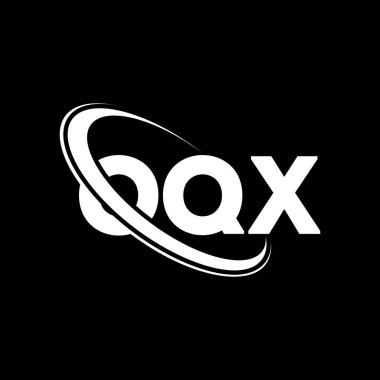 OQX logosu. OQX mektubu. OQX harfli logo tasarımı. Çember ve büyük harfli monogram logosuna bağlı baş harfler OQX logosu. Teknoloji, iş ve emlak markası için OQX tipografisi.