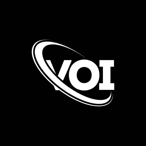 Voiロゴ Voiの手紙 Voiの手紙のロゴデザイン 初期のVoiロゴはサークルと大文字のモノグラムロゴにリンクされています テクノロジー ビジネス 不動産ブランドのためのVoiタイポグラフィ — ストックベクタ