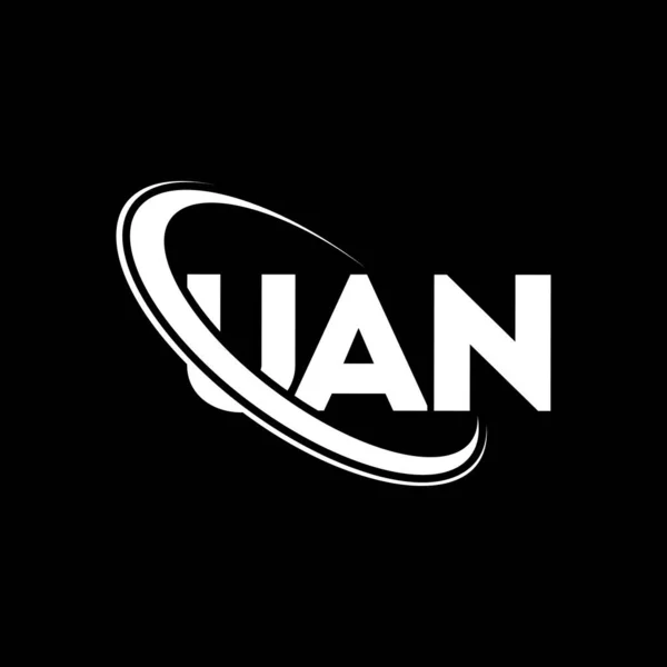 Uanロゴ 国連の手紙だ Uanの手紙のロゴデザイン 初期Uanロゴはサークルロゴと大文字のモノグラムロゴにリンクされています テクノロジー ビジネス 不動産ブランドのためのUanタイポグラフィ — ストックベクタ