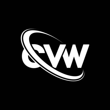 CVW logosu. CVW mektubu. CVW harf logosu tasarımı. Çember ve büyük harfli monogram logosuyla birleştirilmiş CVW logosu. Teknoloji, iş ve emlak markası için CVW tipografisi.