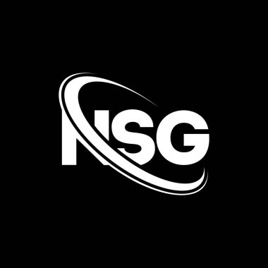 NSG logosu. NSG mektubu. NSG harf logosu tasarımı. Çember ve büyük harfli monogram logosuna bağlı baş harfler NSG logosu. Teknoloji, iş ve emlak markası için NSG tipografisi.