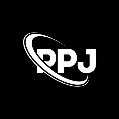 PPJ logosu. PPJ mektubu. PPJ harf logosu tasarımı. Çember ve büyük harfli monogram logosuna bağlı PPJ logosu. Teknoloji, iş ve emlak markası için PPJ tipografisi.