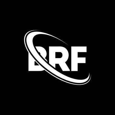 BRF logosu. BRF mektubu. BRF mektup logosu tasarımı. Çember ve büyük harfli monogram logosuyla birleştirilmiş BRF logosu. Teknoloji, iş ve emlak markası için BRF tipografisi.