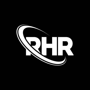 RHR logosu. RHR mektubu. RHR harf logosu tasarımı. Çember ve büyük harfli monogram logosuna bağlı RHR logosu. Teknoloji, iş ve emlak markası için RHR tipografisi.