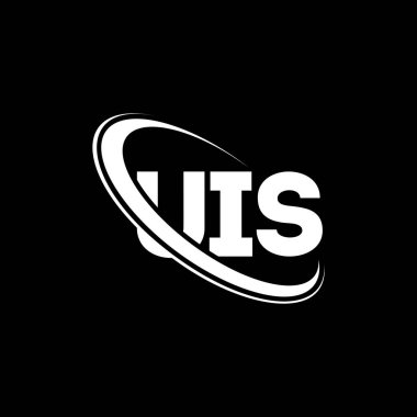 UIS logosu. UIS mektubu. UIS mektup logosu tasarımı. Çember ve büyük harfli monogram logosuna bağlı UIS logosu. Teknoloji, iş ve emlak markası için UIS tipografisi.