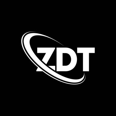 ZDT logosu. ZDT harfi. ZDT harf logosu tasarımı. Çember ve büyük harfli monogram logosuna bağlı baş harfler ZDT logosu. Teknoloji, iş ve emlak markası için ZDT tipografisi.